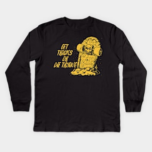 Get tricks or die trying - yellow Kids Long Sleeve T-Shirt